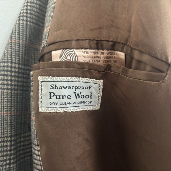VTG Aquascutum England Showerproof Wool Glencheck Balmacaan Overcoat 40-42/Large - Picture 8 of 16
